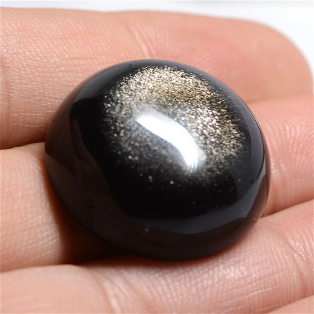 K0307 - (1buc) Cabochon, obsidian auriu, 24.7x9mm