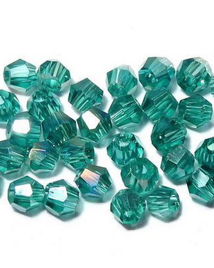 Cristale din sticla, biconice, 4 mm, LightSeaGreen-12