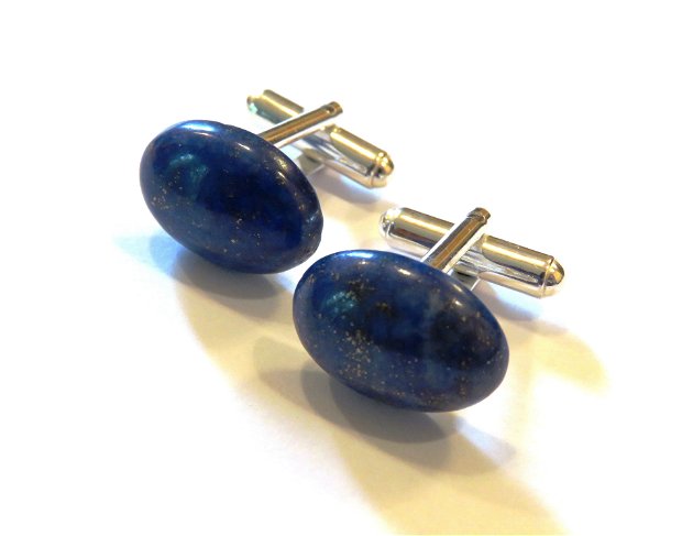 Butoni camasa barbati - Argint 925 si Lapis lazuli - BU531 - Butoni pietre semipretioase, butoni unisex argint, butoni albastri eleganti, butoni ovali