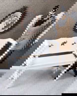 Banca din lemn masiv alb