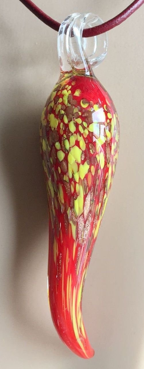 K0217 - Pandantiv, ardei iute / chilli, sticla lampwork, 46-50mm