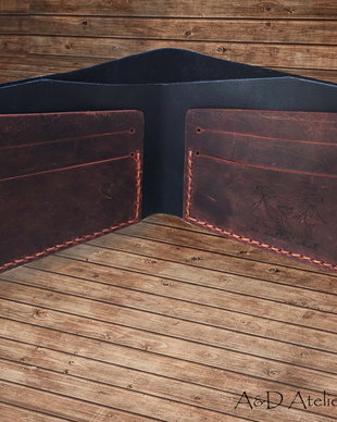 Portofel "AD4" din piele naturala reciclata, clasic, slim, personalizat prin gravura