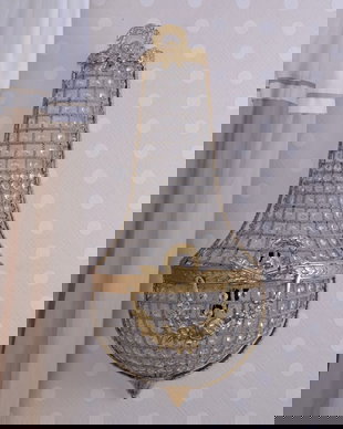 Aplica din alama masiva aurita cu cristale