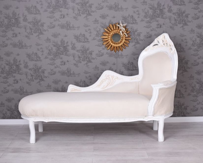 Sofa din lemn masiv alb cu tapiterie bej
