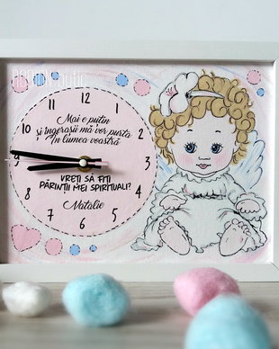 Ceas personalizat handmade pictat manual mesaj ingeras