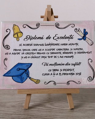 Placuta cu mesaj personalizata handmade pictata diploma de excelenta