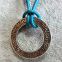 Colier barbatesc/colier unisex/colier cu snur din piele si za decorativa cu model grecesc/colier handmade