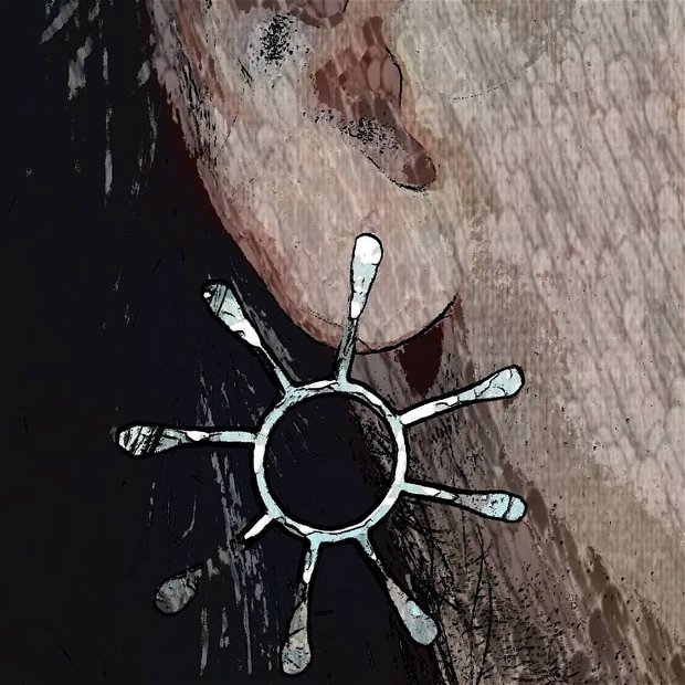 Cercei  supradimensionati, cu tija, din argint 925, soare