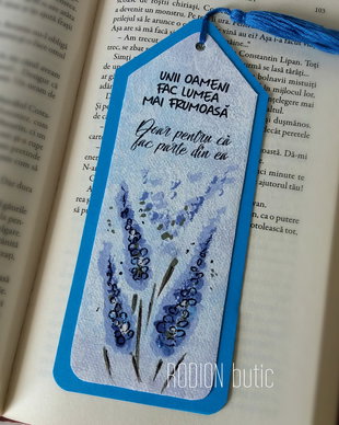 Semn de carte handmade pictat mesaj personalizat lavanda frumusete