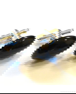 Butoni camasa barbati - Argint 925 si Onix negru - BU537 - Butoni pietre semipretioase, butoni unisex argint, butoni negri eleganti, butoni ovali