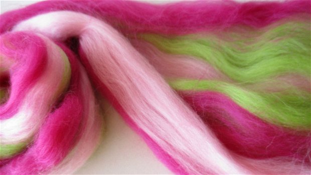lana merinos-multicolor roz/verde -50g
