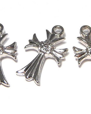 Pandantiv / charm din acril metalizat, cruciulita, 24x14 mm
