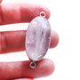 Conector  masiv cu quartz roz  in rama argintata