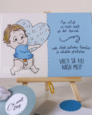 Placuta personalizata pentru nasi handmade pictata manual baietel