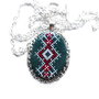 Colier oval cu broderie manuala pe panza taraneasca cod 2259