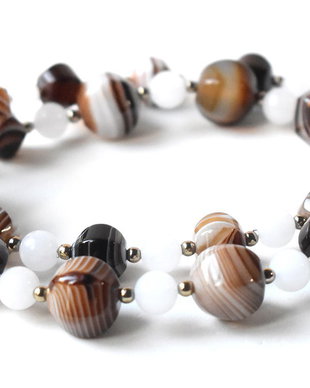 REZERVAT Colier si bratara agate si hematit, Set bijuterii din pietre naturale