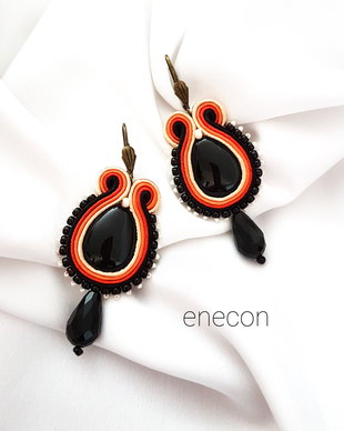 Cercei soutache onix