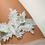 Jartiera mireasa ivory cu flori 3D
