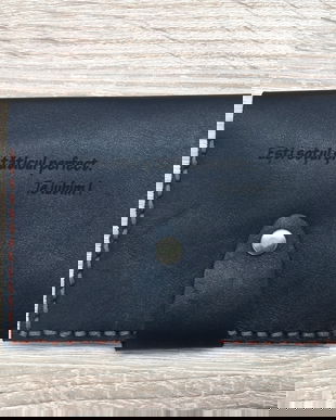 Portofel "AD9" din piele naturala reciclata, slim, personalizat prin gravura