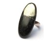Inel reglabil din Argint 925 si Pirita in Magnetit / Apache Gold - IN551 - Inel negru auriu vintage, inel pietre semipretioase, cadou romantic elegant, inel statement oval