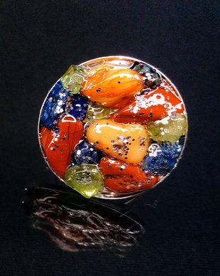 Inel coral, jasp, lapis, peridot