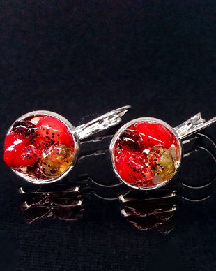 Cercei coral, granat, peridot