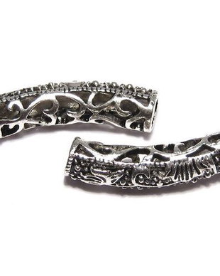 Distantier tubular, argintiu antichizat, 24x6 mm