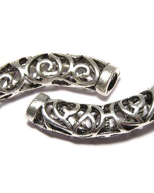 Distantier tubular, argintiu antichizat, 33x7 mm