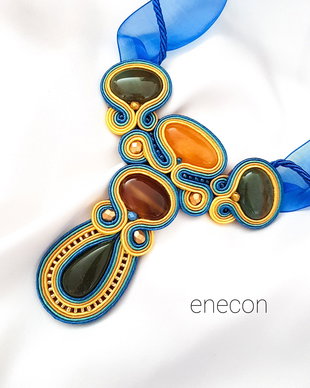 Colier soutache pietre semipretioase