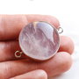 Conector  masiv cu quartz roz  in rama argintata
