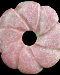 K0144 - REZERVAT LORR. Pandantiv, rodonit, donut floare, 43x43x5mm