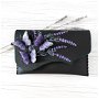 poseta plic handmade unicat din piele - Dark Purple Butterflies