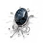 Pandant obsidian snowflake in rama de alama argintata