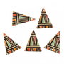 Pandantiv boho pictat motive etno, emailat, triunghi 26x18mm GPLAK 219