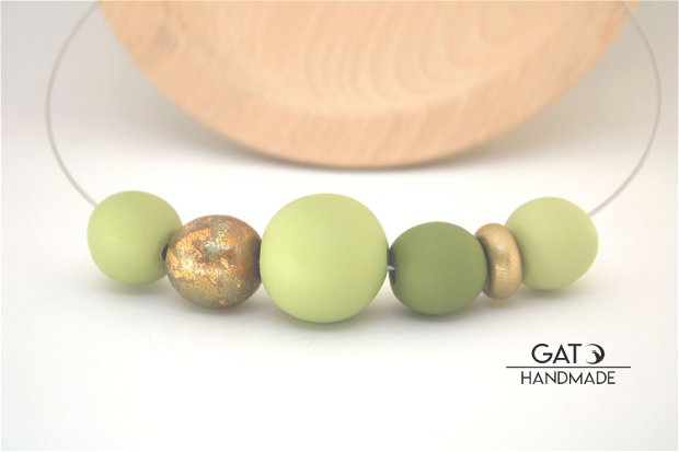 Colier Double Wear-Wear it 2 Ways! Colectia BEADELICIOUS/verde oliv, auriu, aramiu