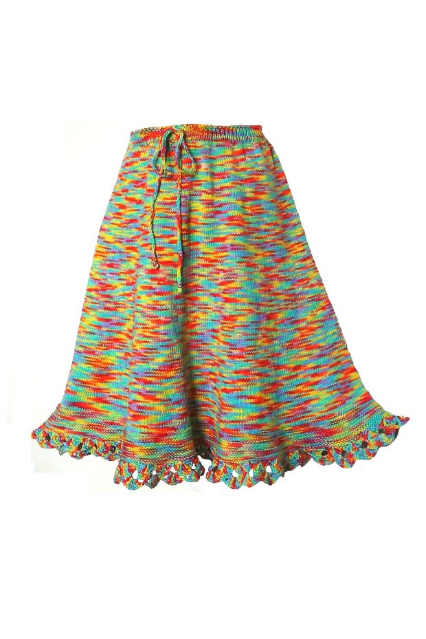 Fusta bumbac tricotata manual rainbow multicolor de vara