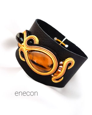 Brățara piele cu soutache