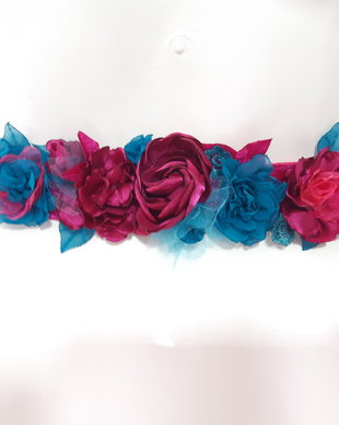 Brau/Cordon cu flori handmade/Curea cu flori textile/Centura rochie