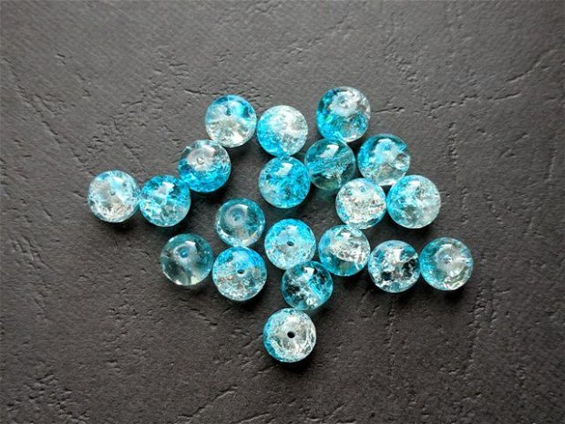 LMC805 - margele sticla crackle albastre
