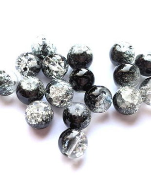 LMC803 - margele sticla crackle negre