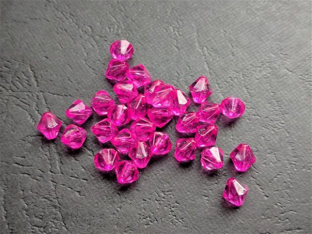 LMA810 - (10 buc) margele acrilice roz-fucsia