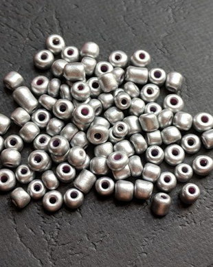 LMN419 - (50g) margele nisip argintiu mat
