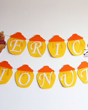 Ghirlanda Winnie the Pooh, ghirlanda botez Winnie, banner botez, ghirlanda cu nume, banner Winnie