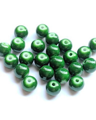 LMS828 - margele sticla vopsite verde mat