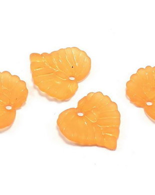 Pandantiv din acril, frosted, frunza, 15x15x2 mm