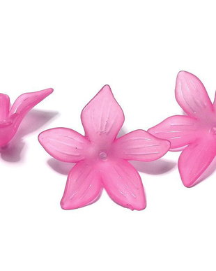 Margele din acril, frosted, floare, 27x7 mm, siclam