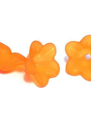 Margele din acril, frosted, floare, 12x6 mm, portocalii