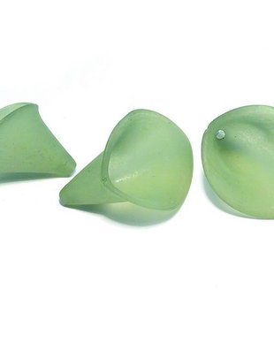 Margele din acril, frosted, floare, 25x18x17 mm, verzi