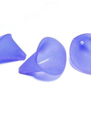 Margele din acril, frosted, floare, 25x18x17 mm, albastre