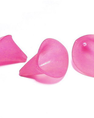 Margele din acril, frosted, floare, 25x18x17 mm, siclam